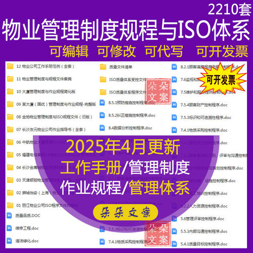 物业管理制度规程与ISO体系文件大全中航物业大厦管理ISO9000文件
