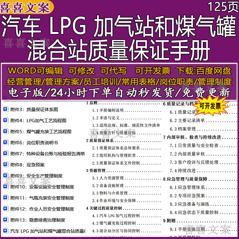汽车 LPG 加气站煤气罐混合站质量保证手册安全管理制度应急预案