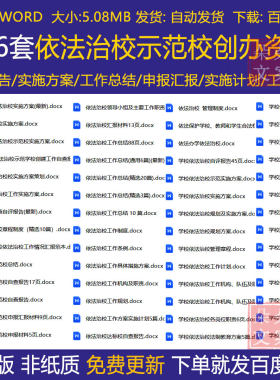 中小学校依法治校示范校创办资料申办目录工作计划总结自查范例新
