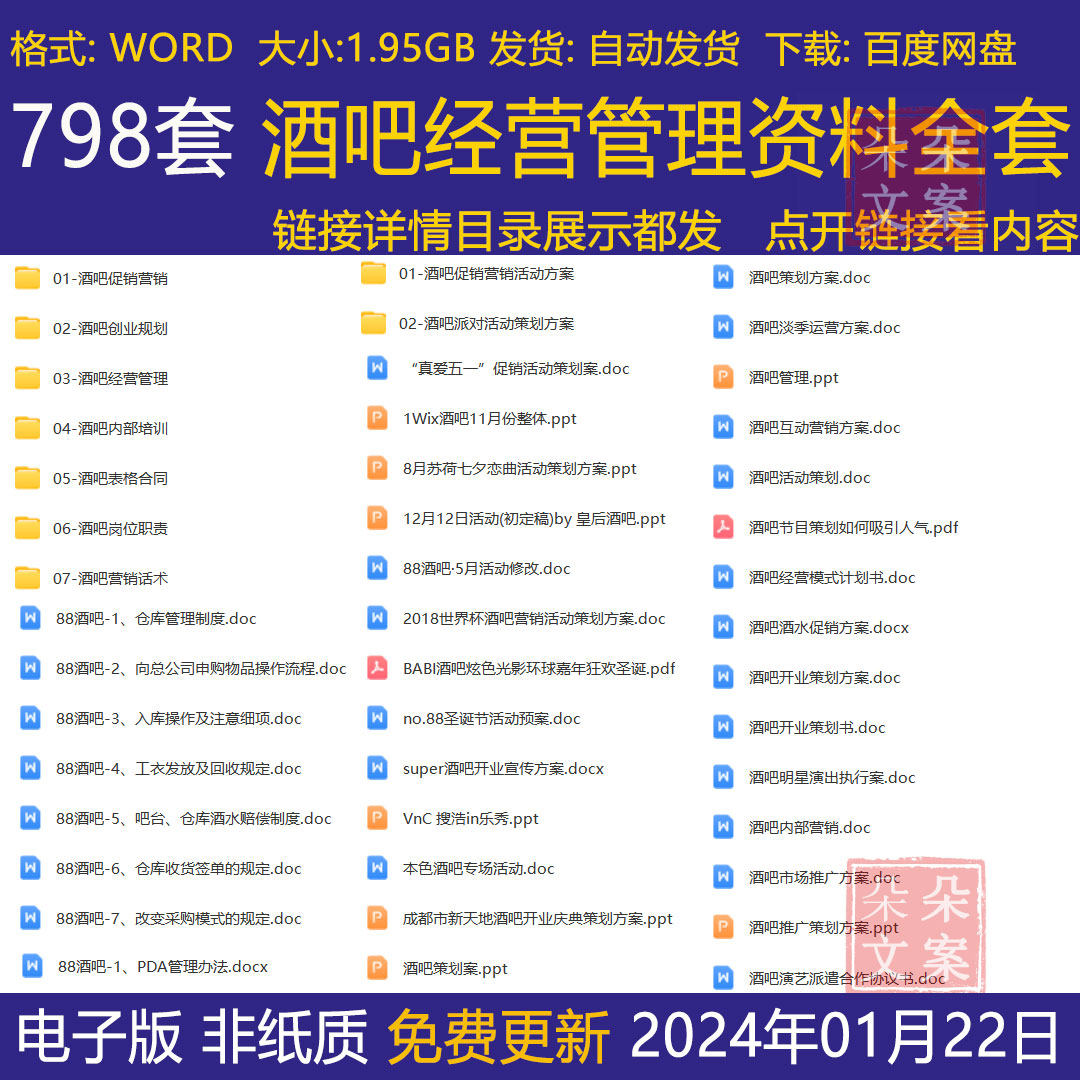 2024 88酒吧经营管理资料m2酒吧派对促销营销活动方案及表格合同