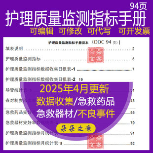 护理质量监测指标手册查对制度落实率数据收表护理不良事件统计表
