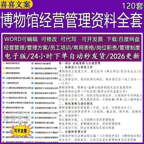 博物馆经营管理组织架构岗位职责公共卫生安全管理制度及应急预案