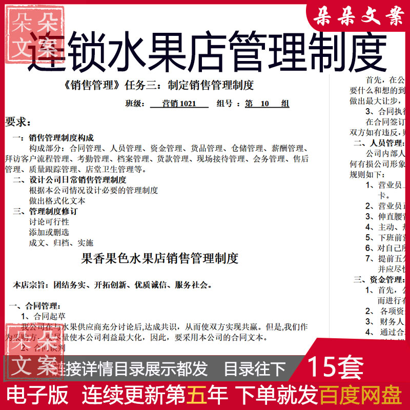 水果店员工销售薪酬管理制度岗位职责及水果操作标准及指导手册