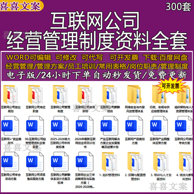 互联网公司业务技术营销财务风控合规行管理制度岗位职责资料全套