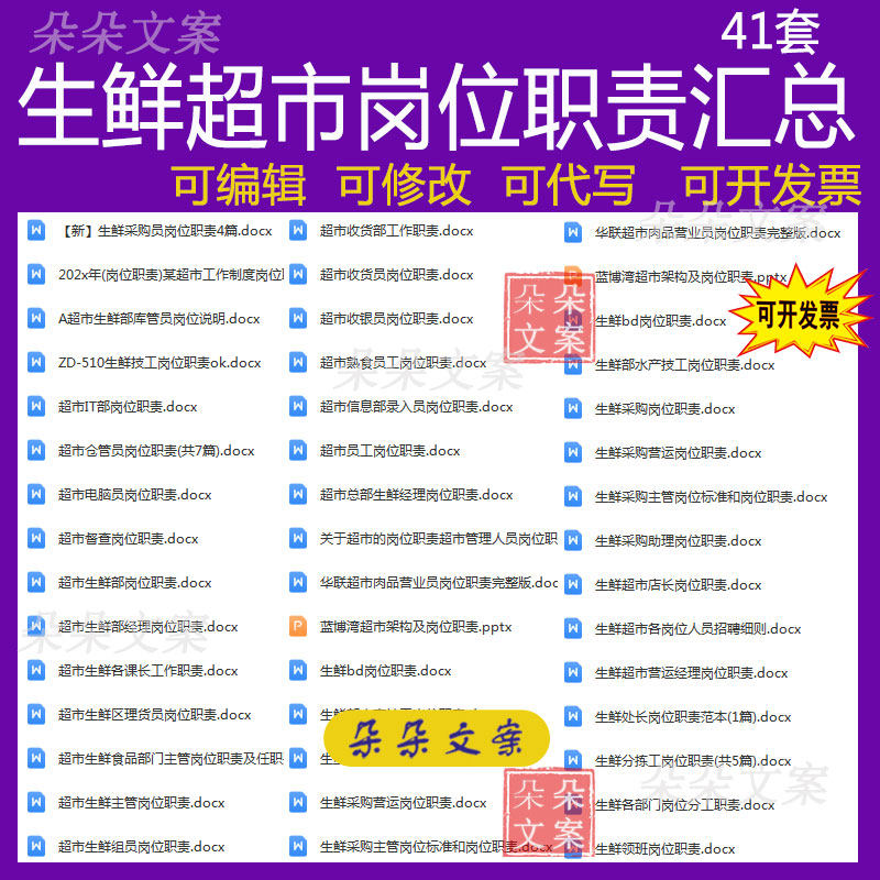 生鲜超市分拣工营运经理领班理货员店长水产技工员工岗位职责汇编