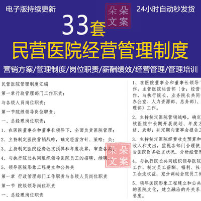 民营医院后勤人事档案财务固定资产管理制度员工薪酬奖惩保密制度