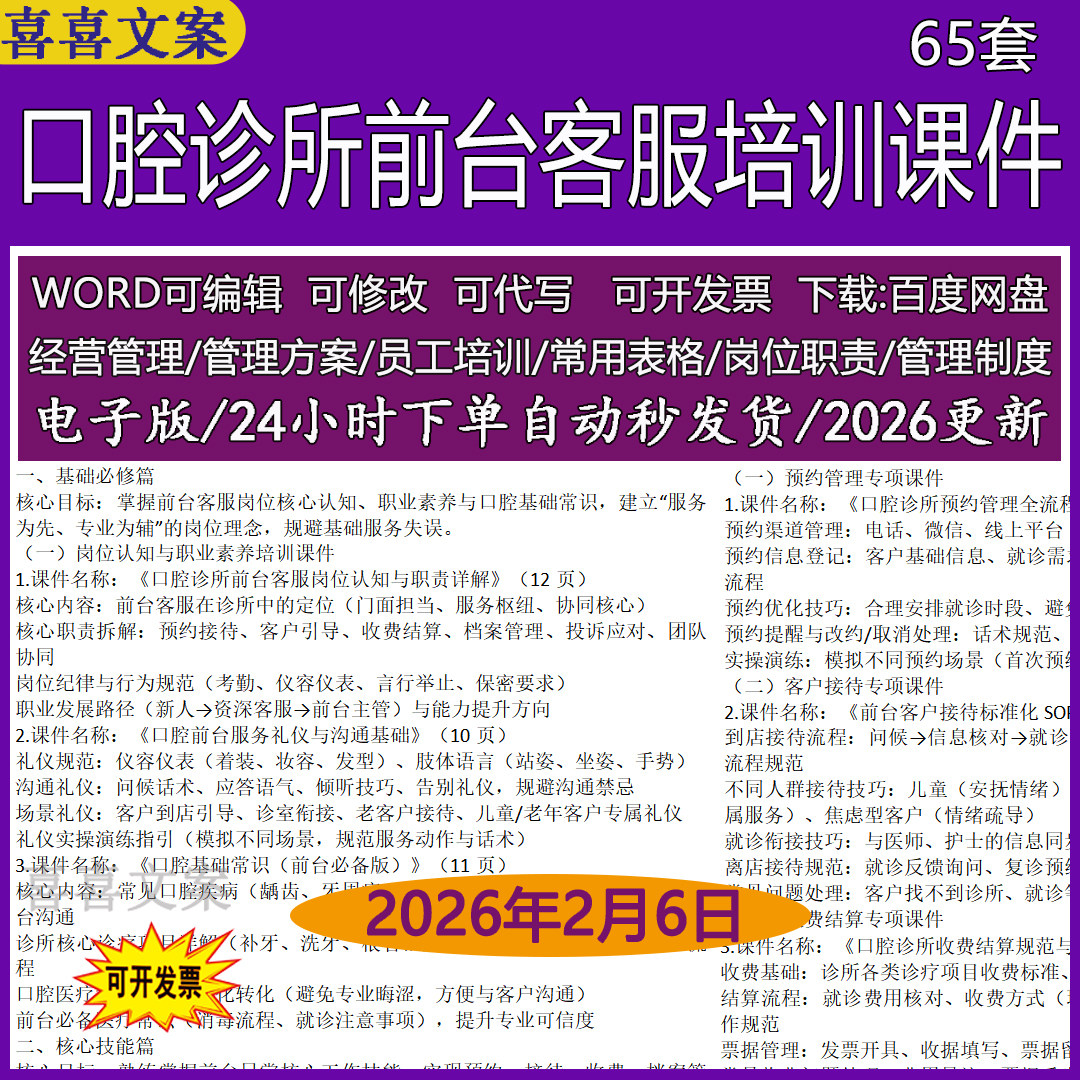口腔诊所前台客服服务礼仪与沟通预约管理接待标准化SOP培训课件