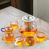 Teapot Flower Tea Coffee Pot Transparent Glass Tea Set thumbnail 7