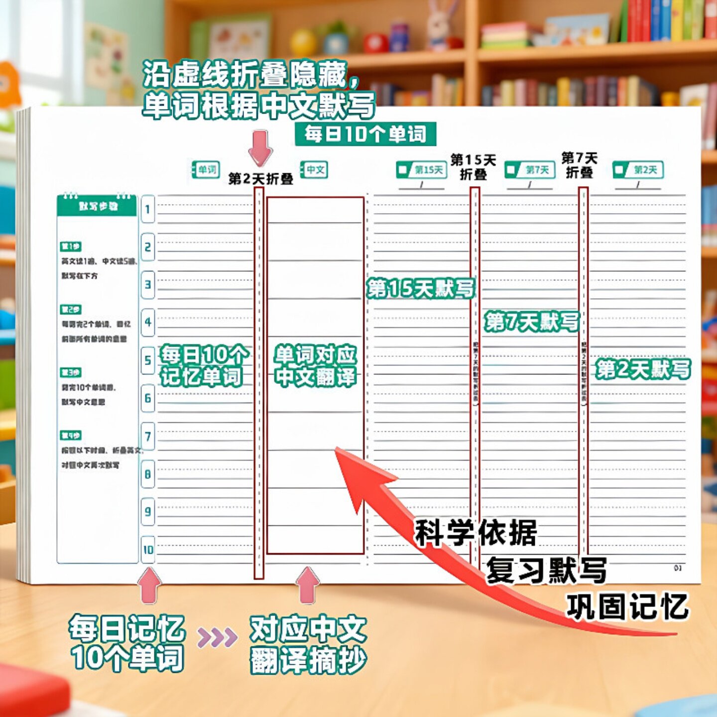 艾宾浩斯单词本中小学生英语默写加厚记忆本子高效学习工具书