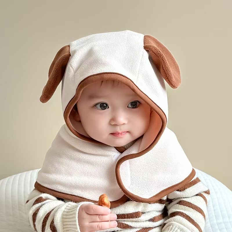 宝宝帽子冬季保暖男女儿童帽围巾一体帽防护面罩护耳套头防风帽子