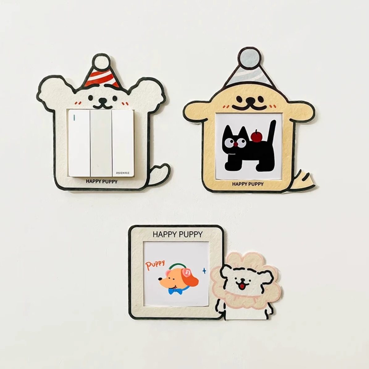 创意小狗开关边框墙贴插座面板遮丑可爱墙面灯装饰卡通贴纸实用,家居饰品,开关贴,淘宝优惠券,粉丝福利购,淘宝优惠卷