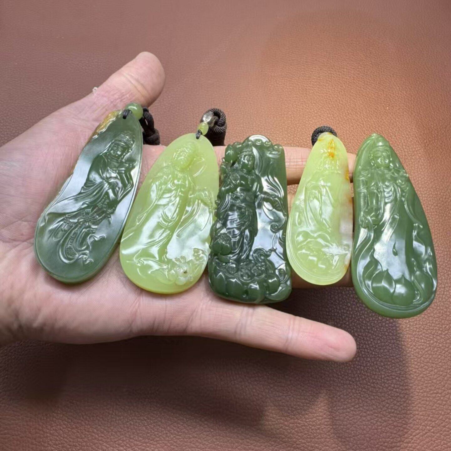 方圆一手加工 玉观音析木河磨玉黄绿籽料和田玉高品质下单先咨询