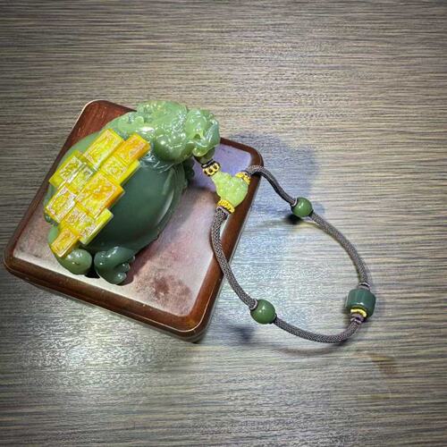 定金工厂黄绿带皮和田玉龙龟定制