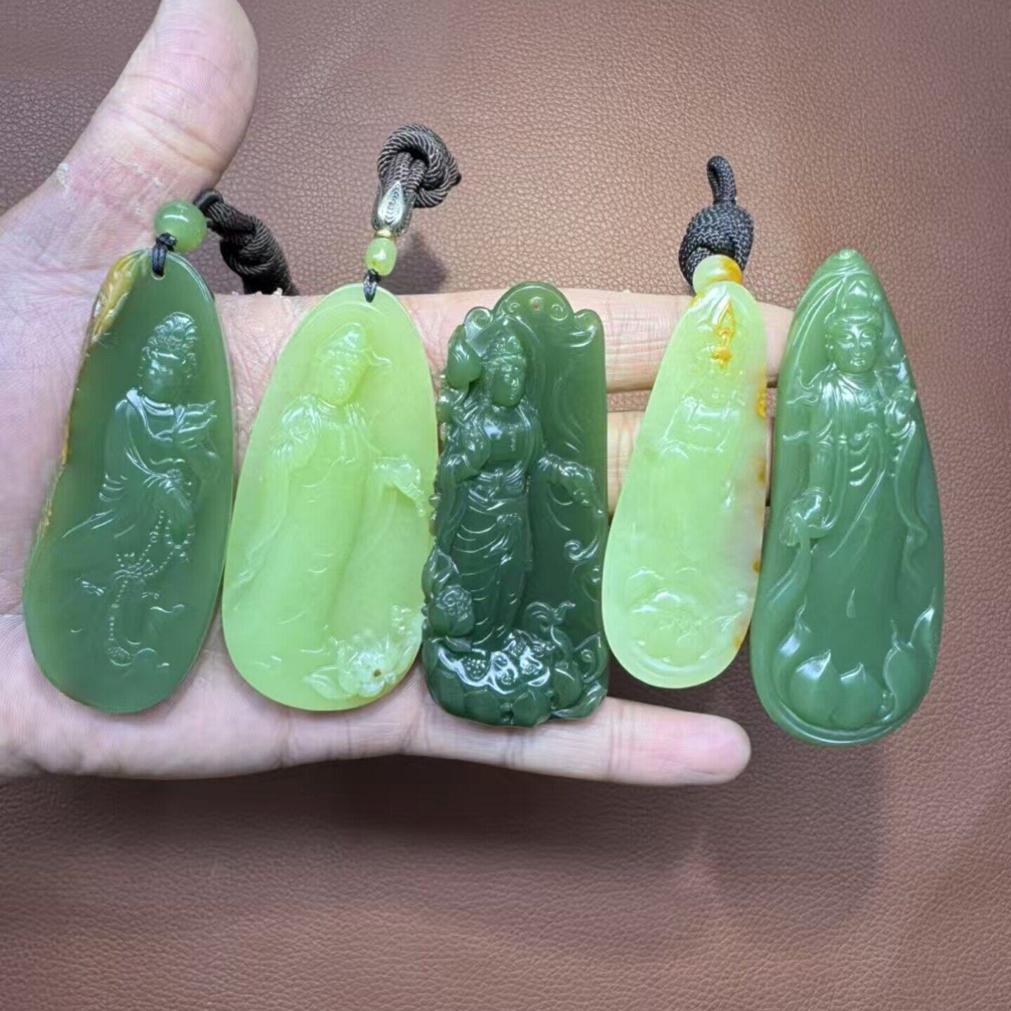 方圆一手自加工 定金 玉观音析木河磨玉黄绿籽料和田玉高品质定制