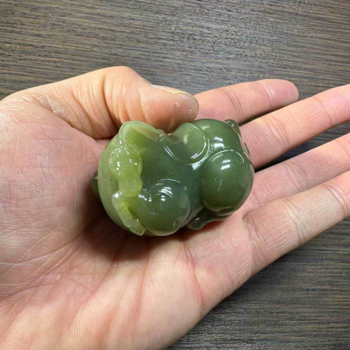 定金工厂唐马手把件黄绿带皮析木河磨玉籽料椴树林和田玉定制