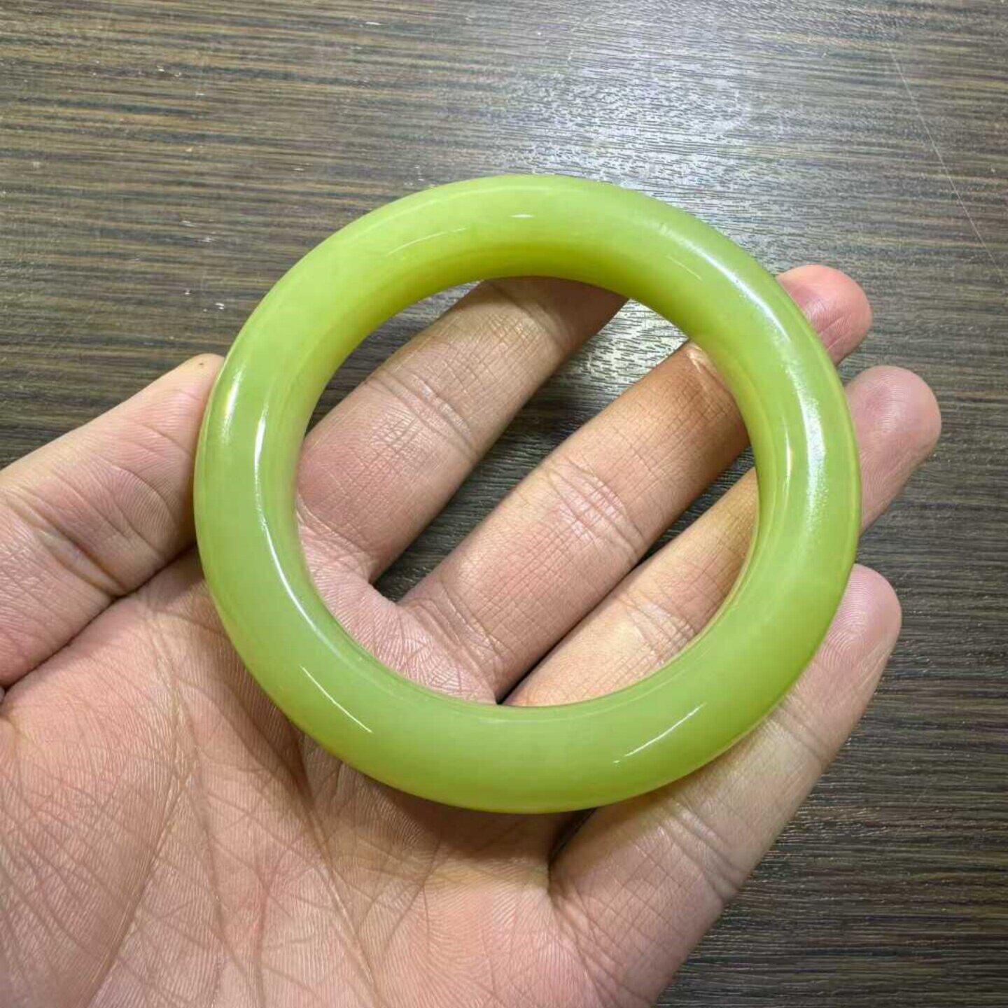 定金工厂圆圈手镯黄绿带皮析木河磨玉籽料椴树林和田玉定制
