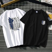 进击 男女动漫兵长自由之翼体恤学生衣服兄弟装 巨人T恤短袖 夏季