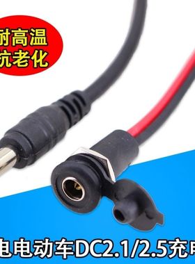 电动锂电车DC头36V48V充电器输出线公母座DC2.1圆头充电口DC2.5头