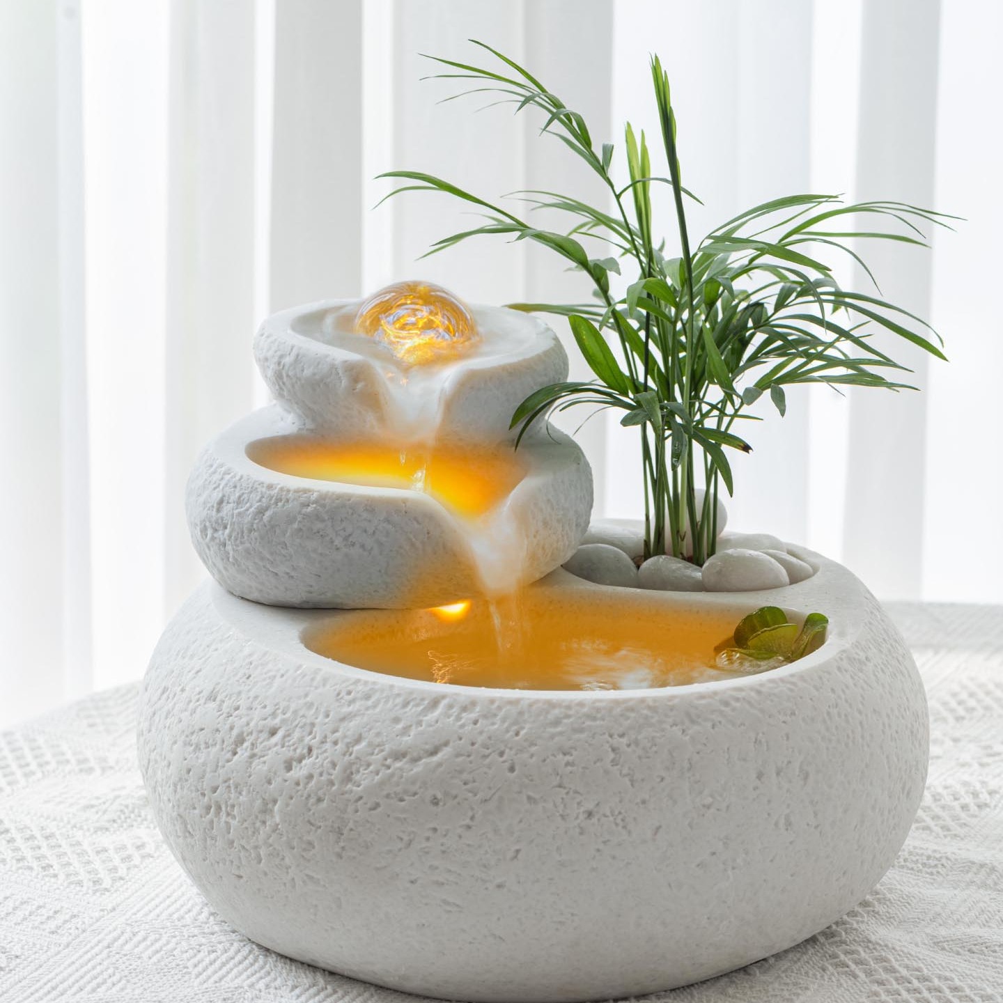 桌面LED灯光招财流水摆件