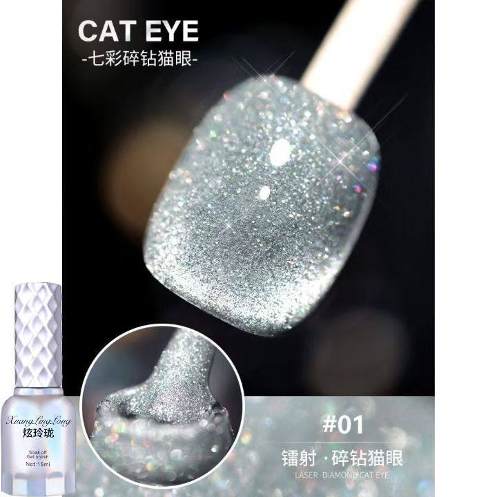 2025年新款网红美甲猫眼胶流行色指甲油胶爆闪碎钻猫眼胶美甲店用