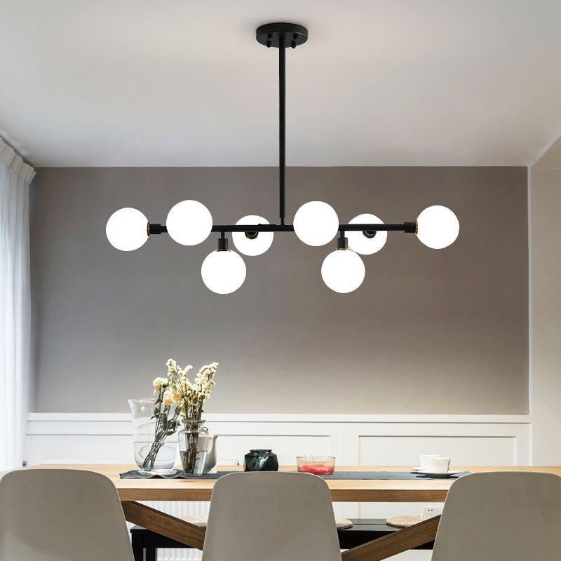 北欧餐厅灯吊灯现代简约长条六头网红吧台饭厅餐桌灯具2025年新款