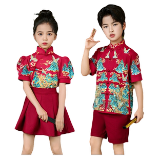 儿童中国风演出服小学生合唱国风套装幼儿园啦啦队开学礼服表演服