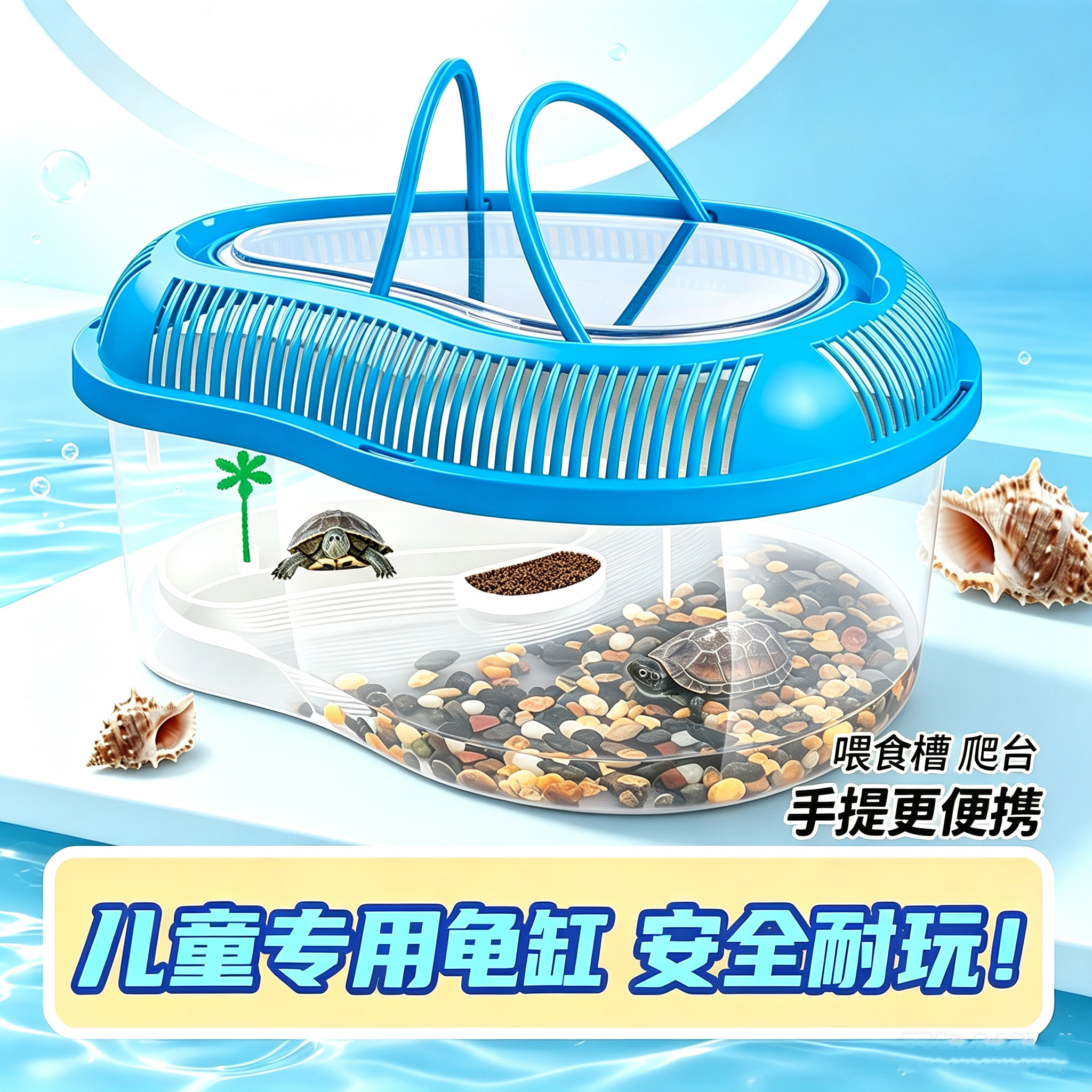 乌龟缸带晒台天窗塑料手提耐摔图片
