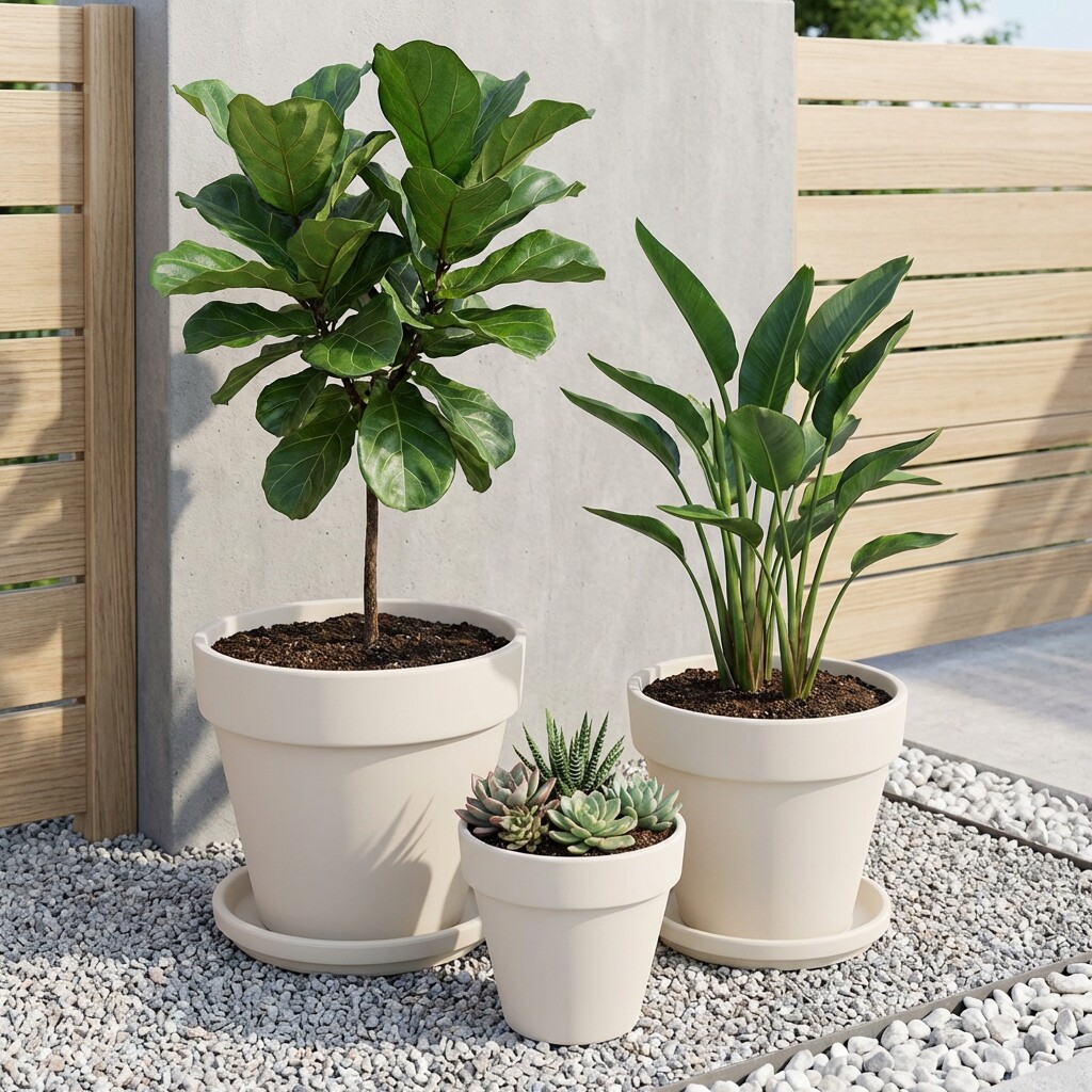 简约休闲风米白色陶瓷花盆圆口百搭室内外种植植物大号花器