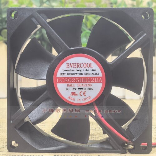 EVERCOOL捷冷 EC8025HH12BA 0.28A 8025 8CM 机箱电源散热风扇12V