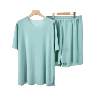 莫代尔男士青少年睡衣冰丝凉感夏季短袖可外穿学生家居服套装薄款