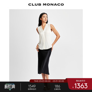 衬衫 老钱风气质桑蚕丝混纺混纺V领无袖 背心 MONACO女装 CLUB
