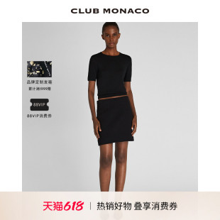 CLUB MONACO女装透气羊毛桑蚕丝圆领休闲叠穿针织短袖