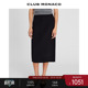 CLUB MONACO女士知性通勤风羊毛混纺直筒百搭纯色中长裙