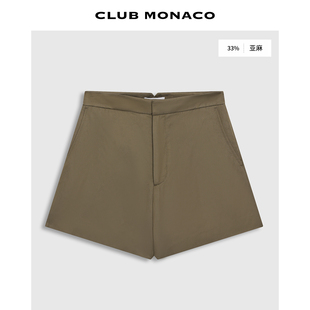 双侧插袋宽松通勤百搭短裤 CLUB MONACO女士早春高腰A字休闲短裤