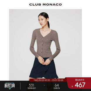 毛衣针织开衫 优雅羊毛混纺竖条纹修身 MONACO女装 CLUB