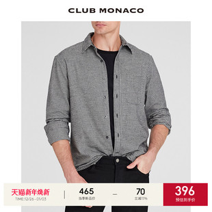 纯棉黑白格纹英伦风休闲衬衫 CLUB MONACO男装