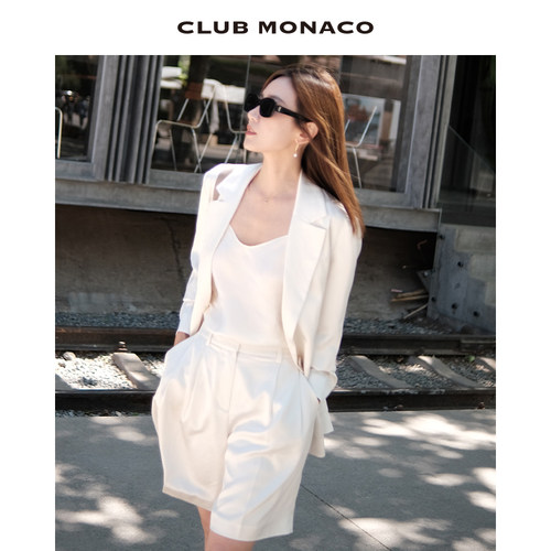 【100%桑蚕丝】博主同款CLUB MONACO女装光泽优雅休闲阔腿五分裤