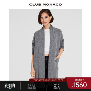 外套 羊毛山羊绒混纺气质休闲毛针织厚开衫 CLUB MONACO女装