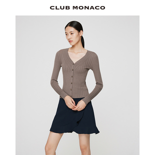 CLUB 优雅羊毛混纺竖条纹修身 毛衣针织开衫 MONACO女装