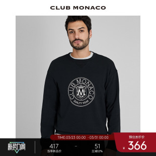 休闲落肩圆领情侣卫衣 Crest字母美式 CLUB MONACO男装