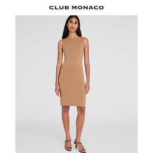 CLUB 针织连衣裙 MONACO女装 美丽诺羊毛圆领静奢风无袖