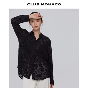 CLUB MONACO女装暗纹透色休闲通勤老钱风长袖衬衫