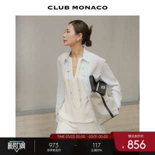 MONACO女装 CLUB 博主同款 翻领微透气质通勤衬衫 100%桑蚕丝
