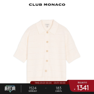 MONACO女士POLO领单排扣条纹短袖 CLUB 针织衫 100%绵羊毛