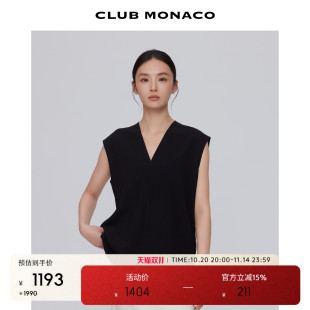 宽松简约休闲日常通勤内搭外穿衬衫 CLUB MONACO女士早秋V领无袖