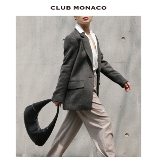 博主同款 MONACO女装 羊毛混纺宽松休闲通勤西装 外套 CLUB