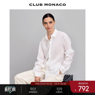 MONACO女装 CLUB 简约经典 款 衬衫 翻领休闲长袖 100%亚麻