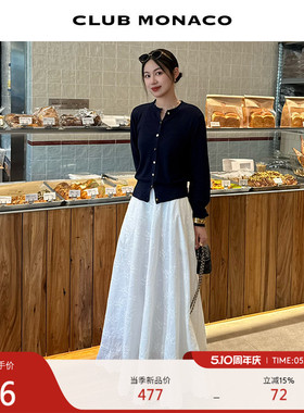 CLUB MONACO女装轻薄防晒亚麻混纺圆领慵懒松弛感针织开衫