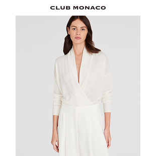 CLUB MONACO女装 交叉荡领优雅毛衣 100%山羊绒