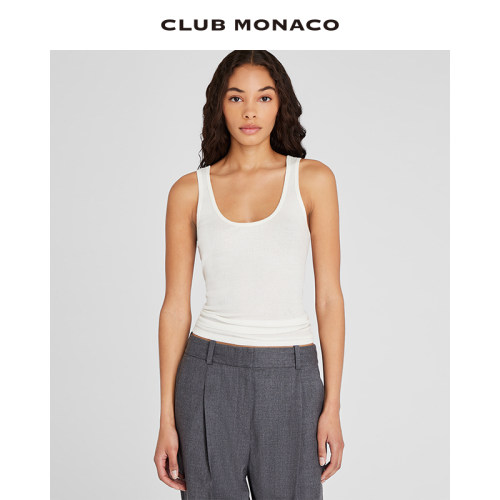 CLUB MONACO女装纯棉U领宽肩带简约休闲背心吊带